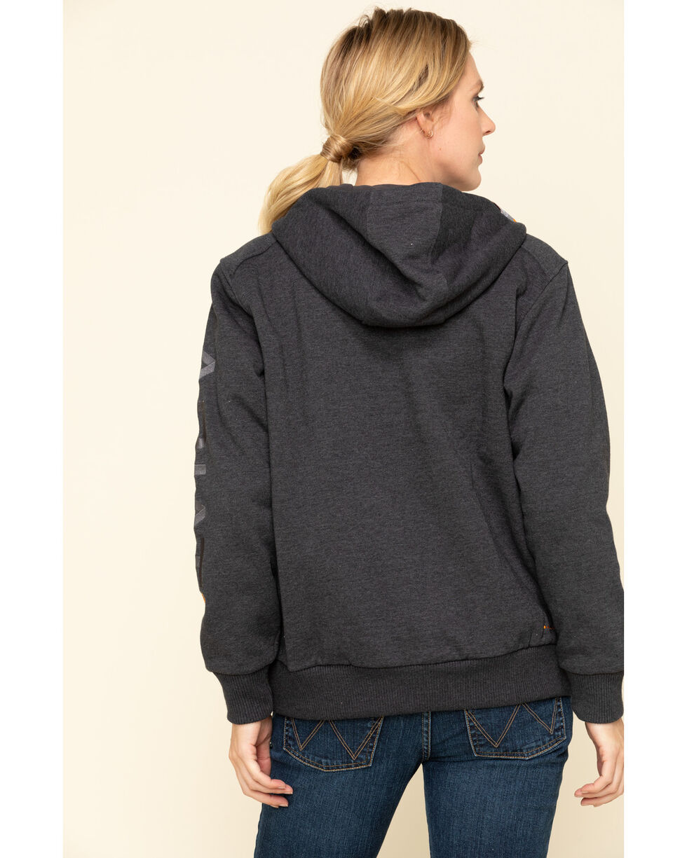 ARIAT Womens Charcoal Heather Rebar All-Weather Zip Hoodie Charcoal XX-Large